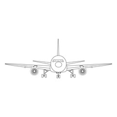 Airplane Landing line art vector design. Airplane Landing outline illustration design.