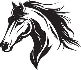 Obraz premium Majestic Horse Head Silhouette. Elegant Black Vector Art Design