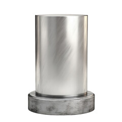 Metal award podium with brushed steel texture. Isolated white background. Png format