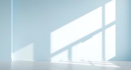 Fototapeta premium Light blue room with window shadow minimalist background