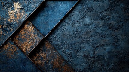 Abstract Textured Background with Blue and Gold Metallic Elements