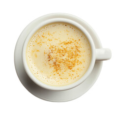 Hot Cappuccino with Milk Foam in White Ceramic Cup