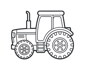 Illustration of a Tractor in Black and White Outline Style Perfect for Coloring Books Educational Materials and Creative Projects for Children and Adults