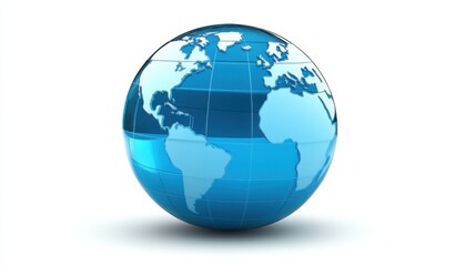 a blue globe with a white background