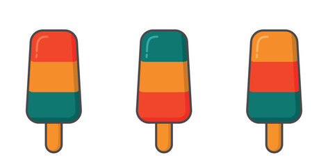 Sweet ice lolly illustrations. Ice creams, cold fruity desserts and summer foods. Isolated vector images
