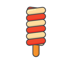 Spiral red white ice cream. Cold dessert and summer food. Isolated vector image