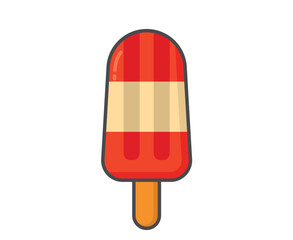 Red white ice lolly. Ice cream, cold fruity dessert and summer food. Isolated vector image