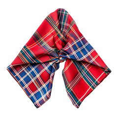 Red and Blue Plaid Silk Scarf Fashion Accessory
