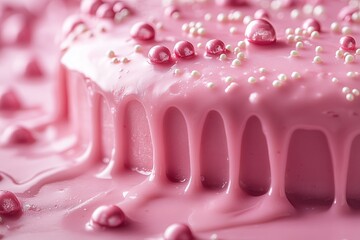 Pink Dripping Glaze with Sprinkles, Background, Dessert