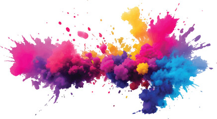 Radiant Watercolor Brush Strokes and Explosive Colorful Splashes on a White Canvas, Blending Abstract Art with a Playful, Modern Touch to Create an Exciting and Dynamic Visual Experience.
