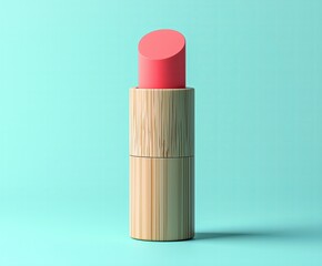Pink lipstick in a bamboo case