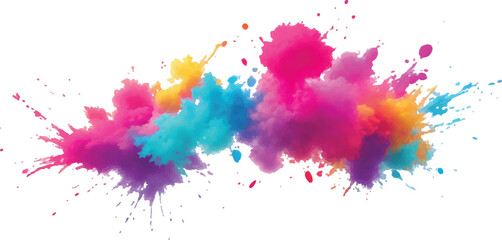 A Modern and Colorful Aquarelle Art Piece Featuring Explosive Watercolor Streaks, Splashes, and Brush Marks on a White Canvas, Creating a Dynamic and Playful Splash Effect.
