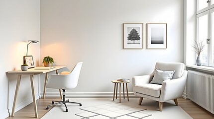 Modern living room interior with comfortable sofa, fireplace, and contemporary furniture design