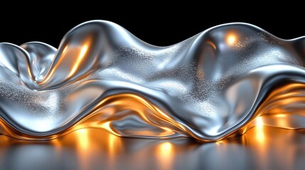 Shiny Metallic Fabric Ripple with Warm Light Reflection Art Scene