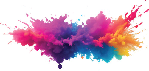 A Bright, Stunning Watercolor Painting of Abstract Stains and Splashes in Rich, Vibrant Colors, Enhanced by Bold Brush Strokes on a Pure White Background for a Contemporary Look.
