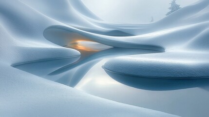 Serene Abstract Ice Formation in Winter Landscape with Soft Light