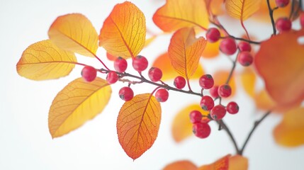 Obraz premium Close-up of branch with red berries