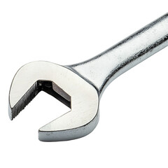Closeup of a silver wrench on black background