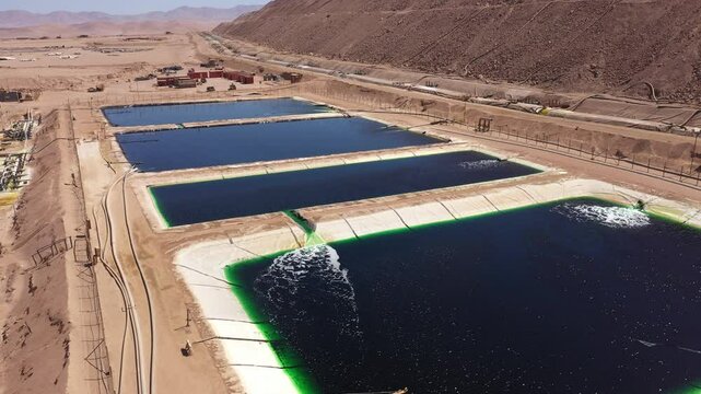 Copper Leaching Heaps in the Atacama Desert &ndash; Acid Ponds and Extraction Infrastructure

