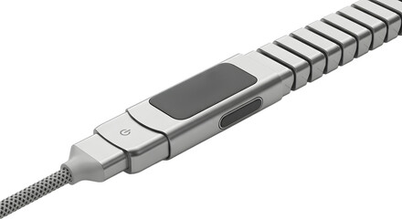 Silver USB Cable with Gray Fabric Cover