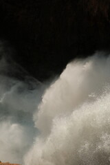 Roaring tumultuous waterfall at grand canyon of the Yellowstone National Park Wyoming
