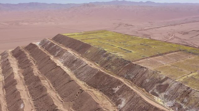 Copper Leaching Heaps in the Atacama Desert &ndash; Acid Ponds and Extraction Infrastructure

