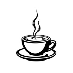 Obraz premium Elegant espresso cup with steam on white background, minimal art