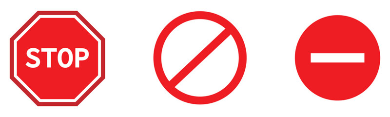 Stop sign vector illustration set.