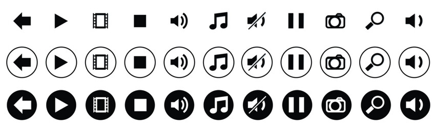 set of black vector icons of vedio