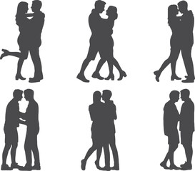 Fototapeta premium Romantic couple silhouettes collection diverse poses