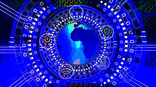 technology circle binary code background