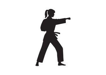 Martial Artist Silhouette Vector isolated on white background
