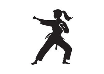 Martial Artist Silhouette Vector isolated on white background