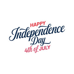 Happy Independence Day 4th of July Elegant Calligraphy Vector
