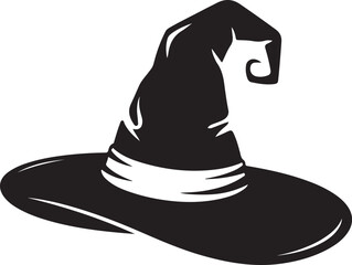 Black silhouette of halloween witch hat. Vector illustration