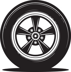 Fototapeta premium Car, vehicle or automobile tire alloy wheel with rim flat vector icon for apps and websites