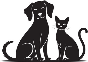 Cat and dog on a white background