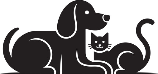 Cat and dog on a white background