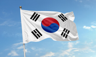 South Korea national flag waving outdoors