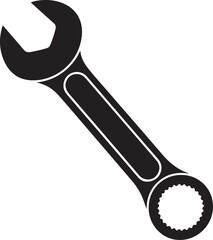Combination wrench. spanner with open box or ring end flat vector icon for apps and websites