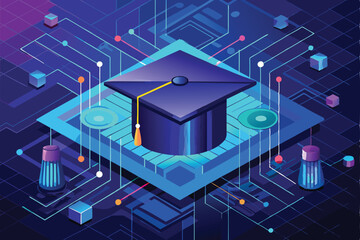 3d model of a house on circuit board