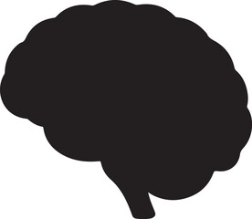 Black Silhouette of a Human Brain Icon