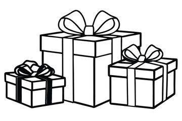 Obraz premium A festive illustration of red 3D gift boxes with colorful ribbons and bows, perfect for Christmas, birthdays, and holiday celebrations