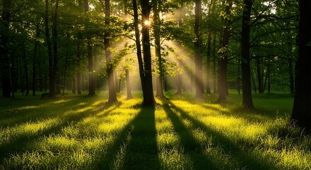 Fototapeta premium Sunbeams in the forest