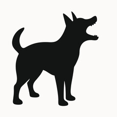 Naklejka premium Aggressive Dog Silhouette Barking Canine Vector Illustration