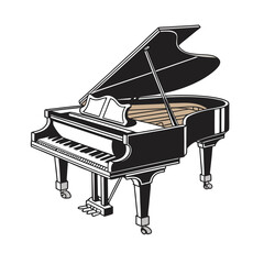 Piano Instrument silhouette vector art illustration. Black music instrument rock, jazz silhouette. music band vector illustration icons set Vector design.