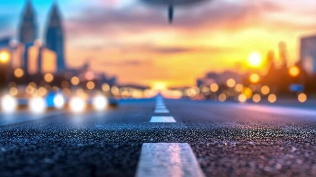 A stunning aircraft prepares for takeoff against a vibrant sunset, capturing the essence of travel and adventure.