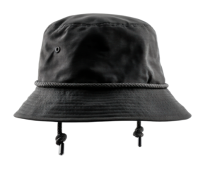 Stylish black bucket hat showcase product minimalist design isolated on transparent background