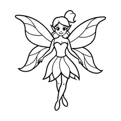 Fototapeta premium a beautiful fairy line art coloring book page 