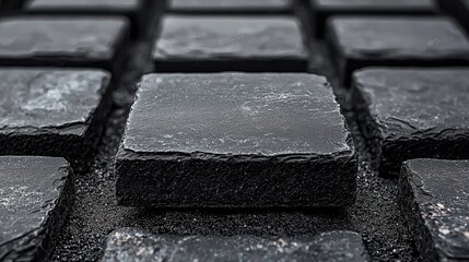 Dark Textured Stone Tiles with Rough Surfaces for Background Design